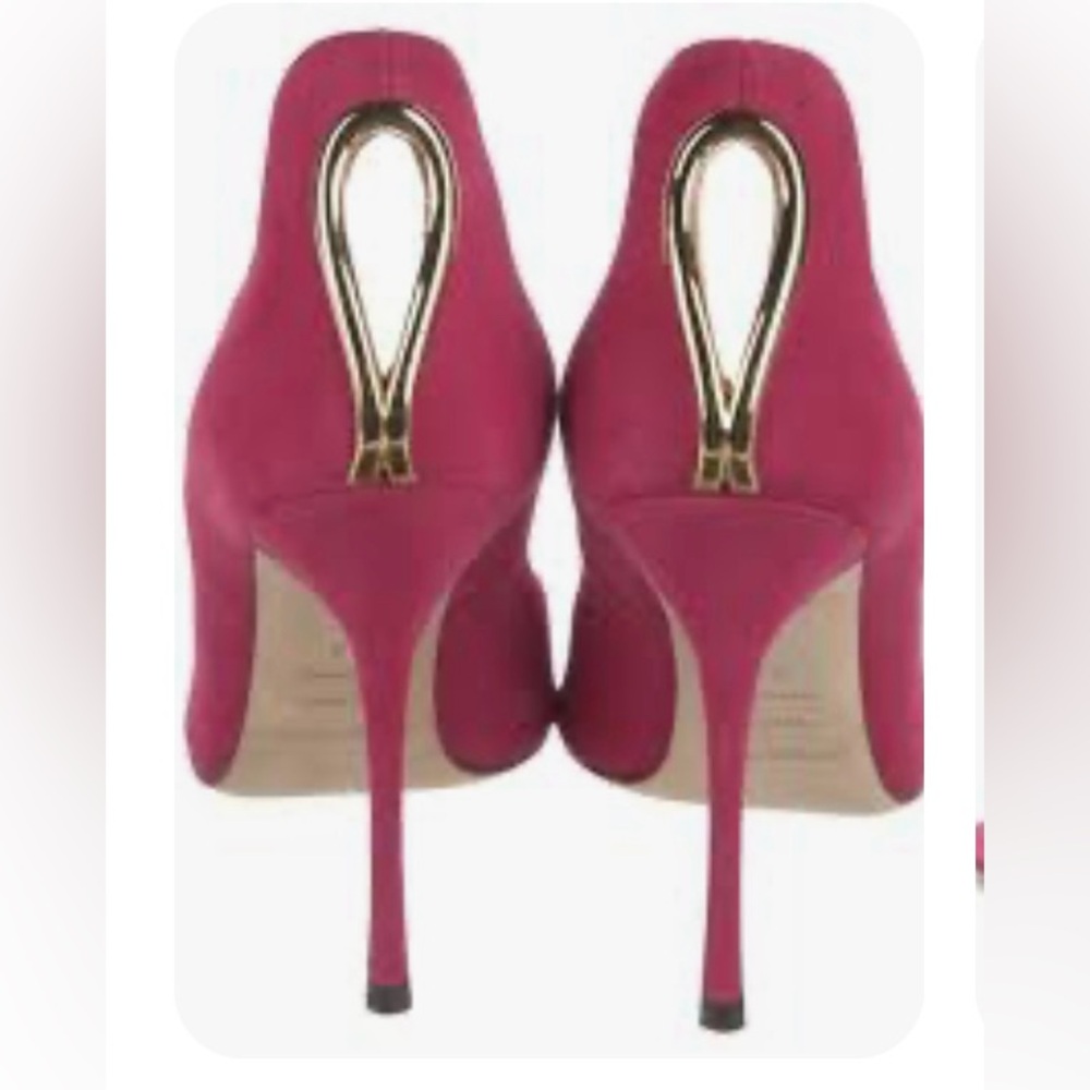 Sergio Rossi Fuchsia Heels with Gold Accent NWT